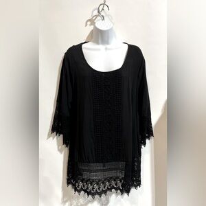 Solitaire Black Blouse Size 1X‎ New with tags